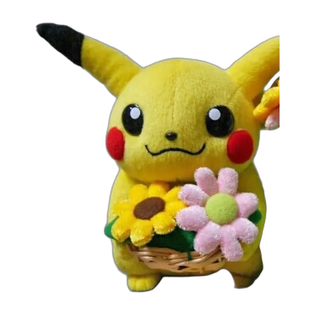 Pokémon Center 2004 Torikaekko Nuigurumi Pikachu with Flower Basket Plush