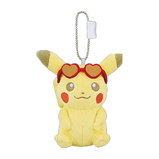Banpresto 2017 Ichiban Kuji Pikachu and Friends HAPPY BEACH TIME Pikachu With Heart Sunglasses Mascot Keychain