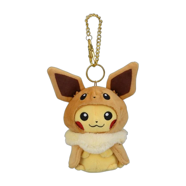 Pokémon Center 2018 Fan of Pikachu & Eevee Eevee Poncho Pikachu Mascot Keychain