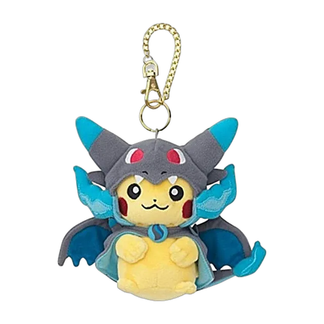 Pokémon Center 2015 Poncho Pikachu #1 Mega Charizard X Pikachu Mascot Keychain