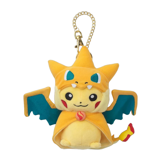 Pokémon Center 2015 Poncho Pikachu #1 Mega Charizard Y Pikachu Mascot Keychain