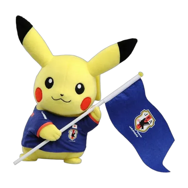 Takara Tomy 2009 JFA Japan National Team Soccer Pikachu with Flag Plush