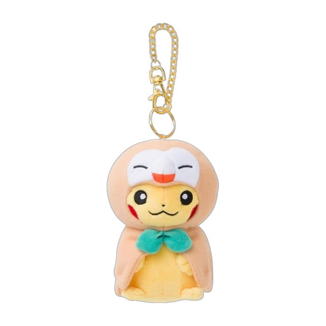 Pokémon Center 2017 Tohoku Renewal Opening Rowlet Poncho Pikachu Mascot Keychain
