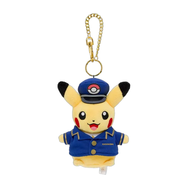 Pokémon Store 2014 Kagoshima Train Station Station Master Pikachu Mascot Keychain