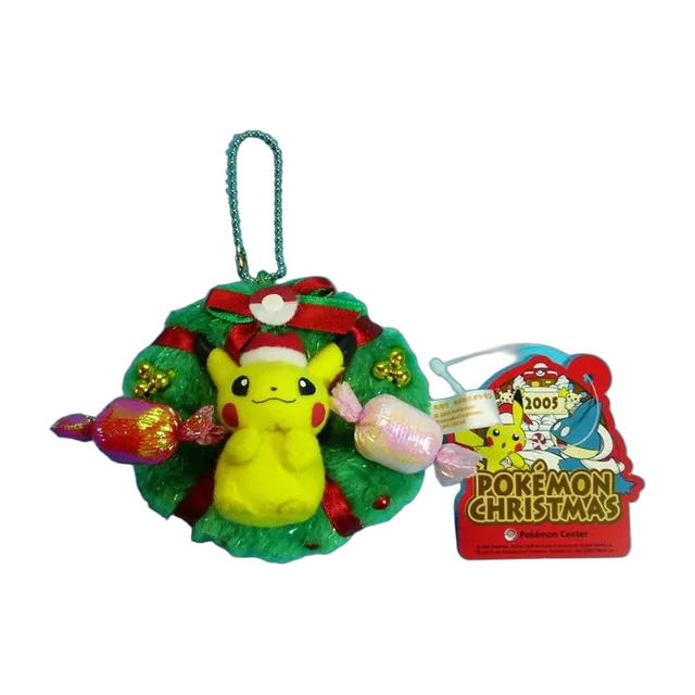 Pokémon Center 2005 Christmas Wreath Pikachu Mascot Keychain