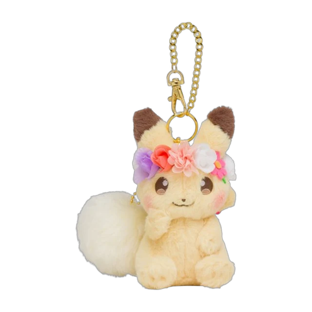 Pokémon Center 2018 Easter Pikachu With Flower Crown Mascot Keychain