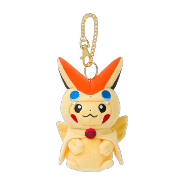 Pokémon Center 2017 Tohoku Renewal Opening Victini Poncho Pikachu Mascot Keychain