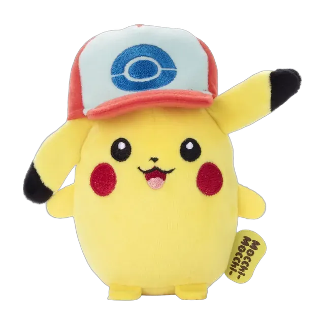 Takara Tomy 2017 Pokémon the Movie: I Choose You! Mocchi-Mocchi- Mini Ash Hat Pikachu Plush (Unova Cap)