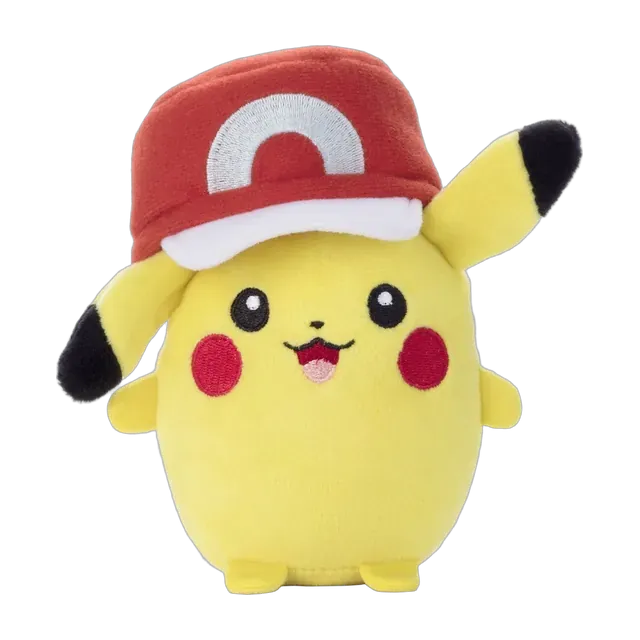 Takara Tomy 2017 Pokémon the Movie: I Choose You! Mocchi-Mocchi- Mini Ash Hat Pikachu Plush (Kalos Cap)