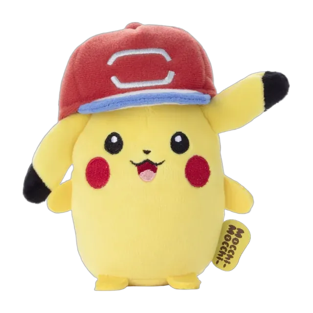 Takara Tomy 2017 Pokémon the Movie: I Choose You! Mocchi-Mocchi- Mini Ash Hat Pikachu Plush (Alola Cap)