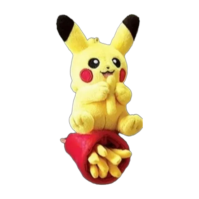 Pokémon Korea 2024 Korea Lotteria Pokémon Tin-Keyring Pikachu with French Fries Mascot Keychain