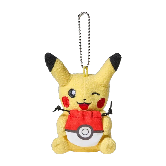 Pokémon Store 2025 Korea Lucky for You Pikachu with Poké Ball Pouch Mascot Keychain (Winking)