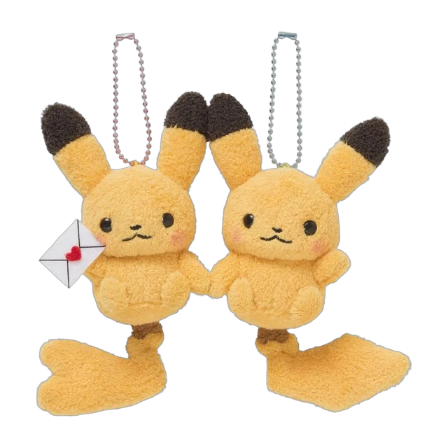 Pokémon Center 2013 Shinzi Katoh Little Tales Pikachu Pair Mascot Keychain
