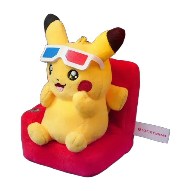 Pokémon Korea 2025 Korea Lotte Cinema Pikachu with 3D Glasses Mascot Keychain