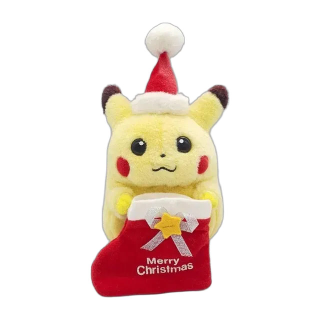 Takara Tomy 2000 Christmas Pokémon Santa Pikachu with Christmas Stocking Plush