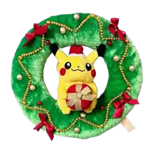 Pokémon Center 2004 Christmas Wreath Santa Pikachu Plush