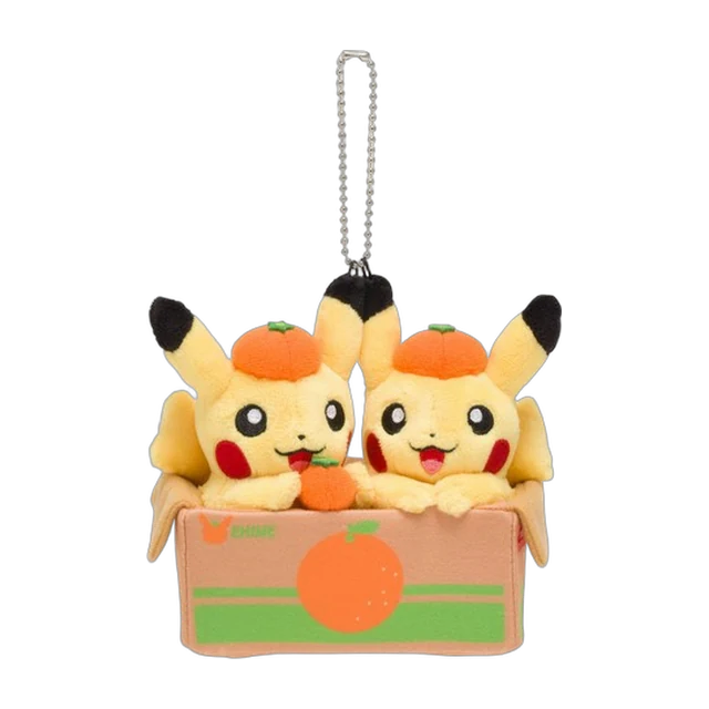 Pokémon Store 2017 Emifuru Masaki Grand Opening Pair Pikachu and Ehime Mandarin Orange Mascot Keychain