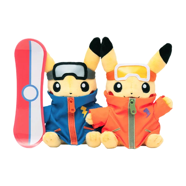 Pokémon Center 2016 Monthly Pair Pikachu December Snowboard Pikachu Plush