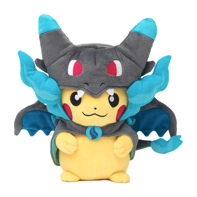 Pokémon Center 2015 Poncho Pikachu #1 Mega Charizard X Pikachu Plush