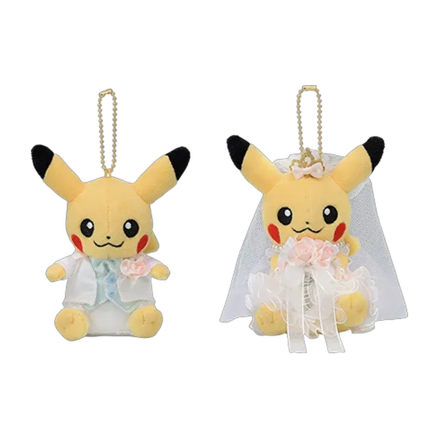 Pokémon Center 2018 Precious Wedding Wedding Pikachu Male & Female Set of 2 Mascot Keychain